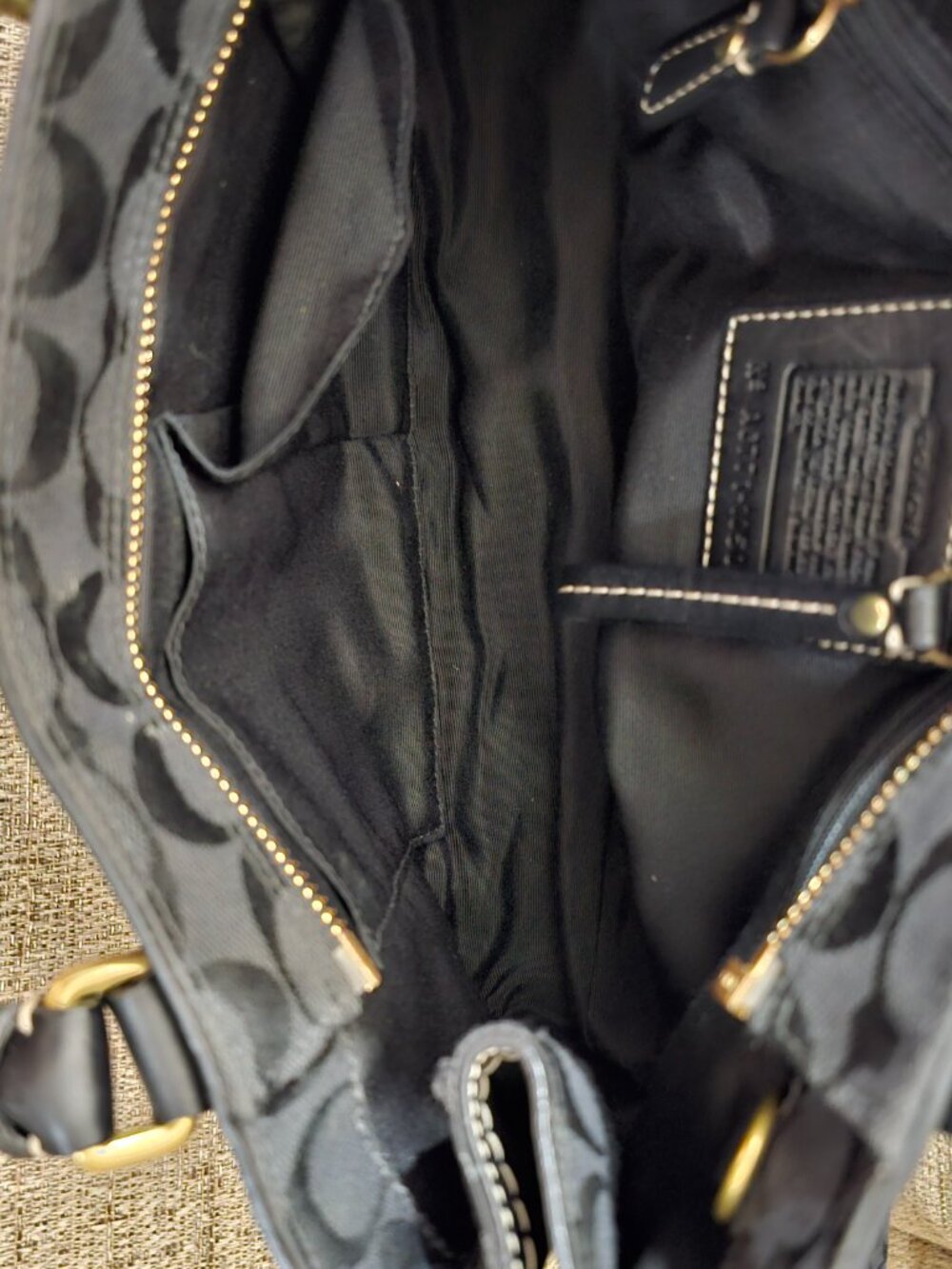 Vintage Coach 10507 Black Signature Jacquard Leather Satchel Y2K 2007 - Picture 14 of 14